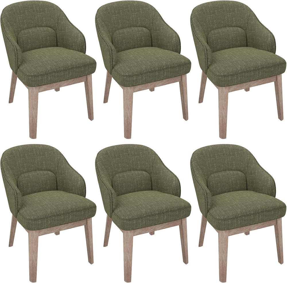MALOL Dining Chairs Set of 6 with Lumbar Support,Fabric Upholstered Kitchen C...