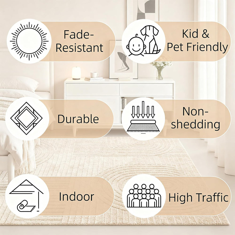 Brown Solid Area Rug 8x10, Washable Non Slip Rugs for Living Room