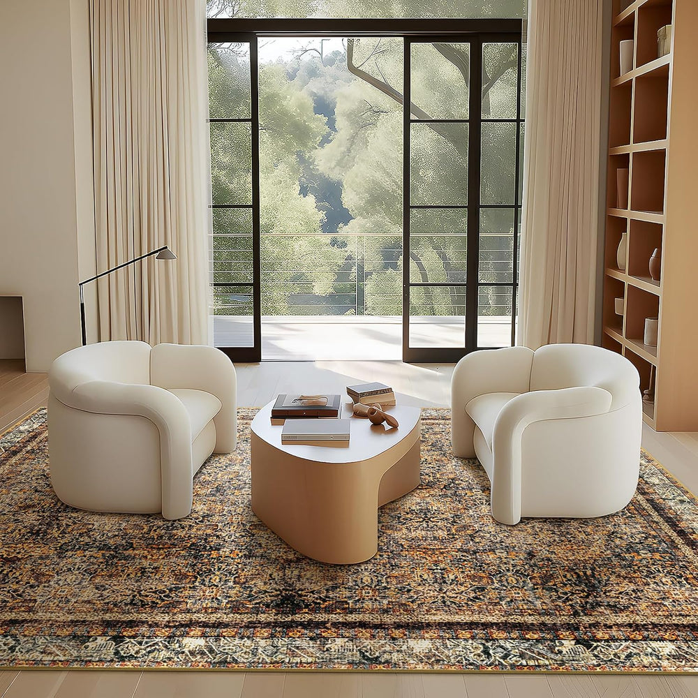 Phantoscope Washable Area Rug 6'x9' Non-Slip, Vintage Neutral Rugs fo...