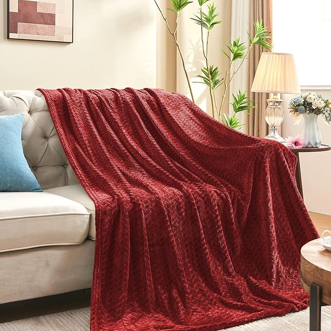 inhand Red Fleece Twin Blanket, Super Soft Flannel Cozy Blankets - Image 5