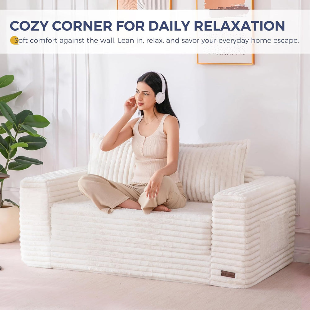 MAXYOYO Convertible Sofa Bed, Pull-Out Loveseat Couch Bed for Small Space