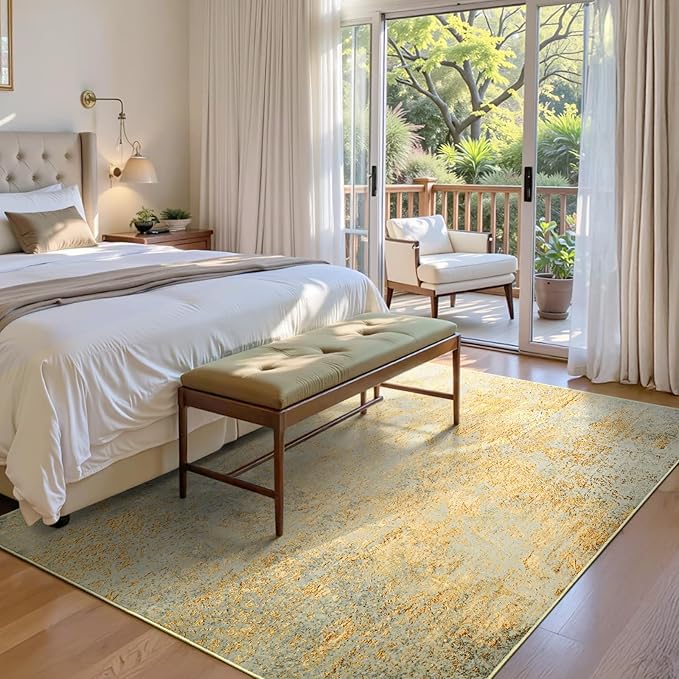 Area Rug 4x6 Rug Washable Boho Rugs Non Slip Low Pile Abstract Small Carpet - Image 3