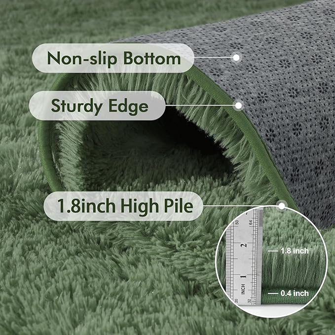 4x6 Ft Shag Green Area Rug for Bedroom Living Room, Ultra Soft Fluffy Furry - Image 7