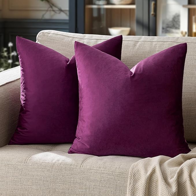 GIGIZAZA Decorative Throw Pillow Covers 16x16, Velvet Sofa Boho Cushion Pillows by GIGIZAZAFocusingonhomedecoration