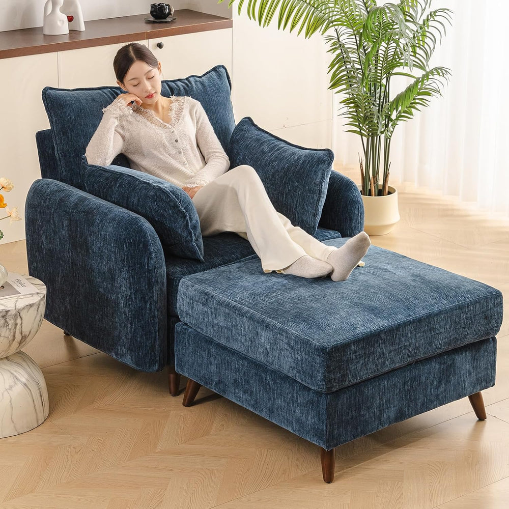 Rexulqo Oversized Accent Chair with Ottoman,All Seats Storage,Comfy Big Armch...