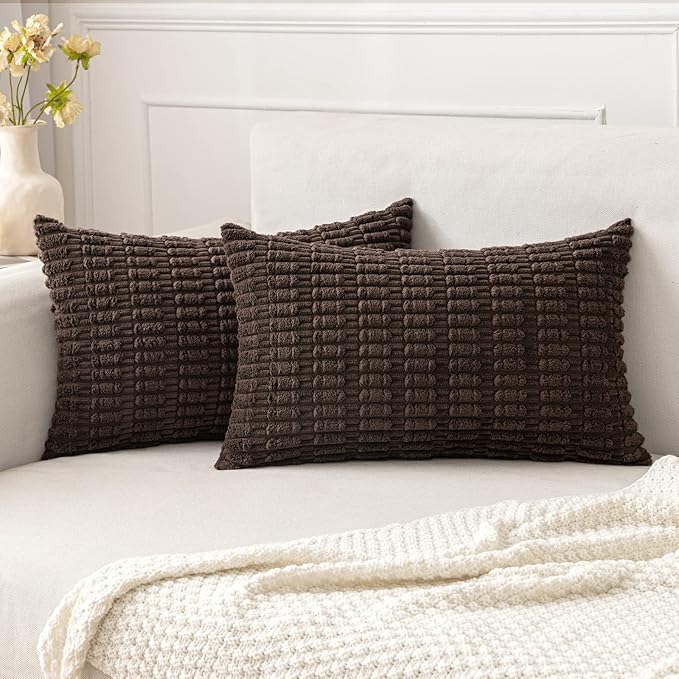 MIULEE Pack of 2 Corduroy Decorative Lumbar Throw Pillow Covers 20x12 Inch Soft by MIULEE