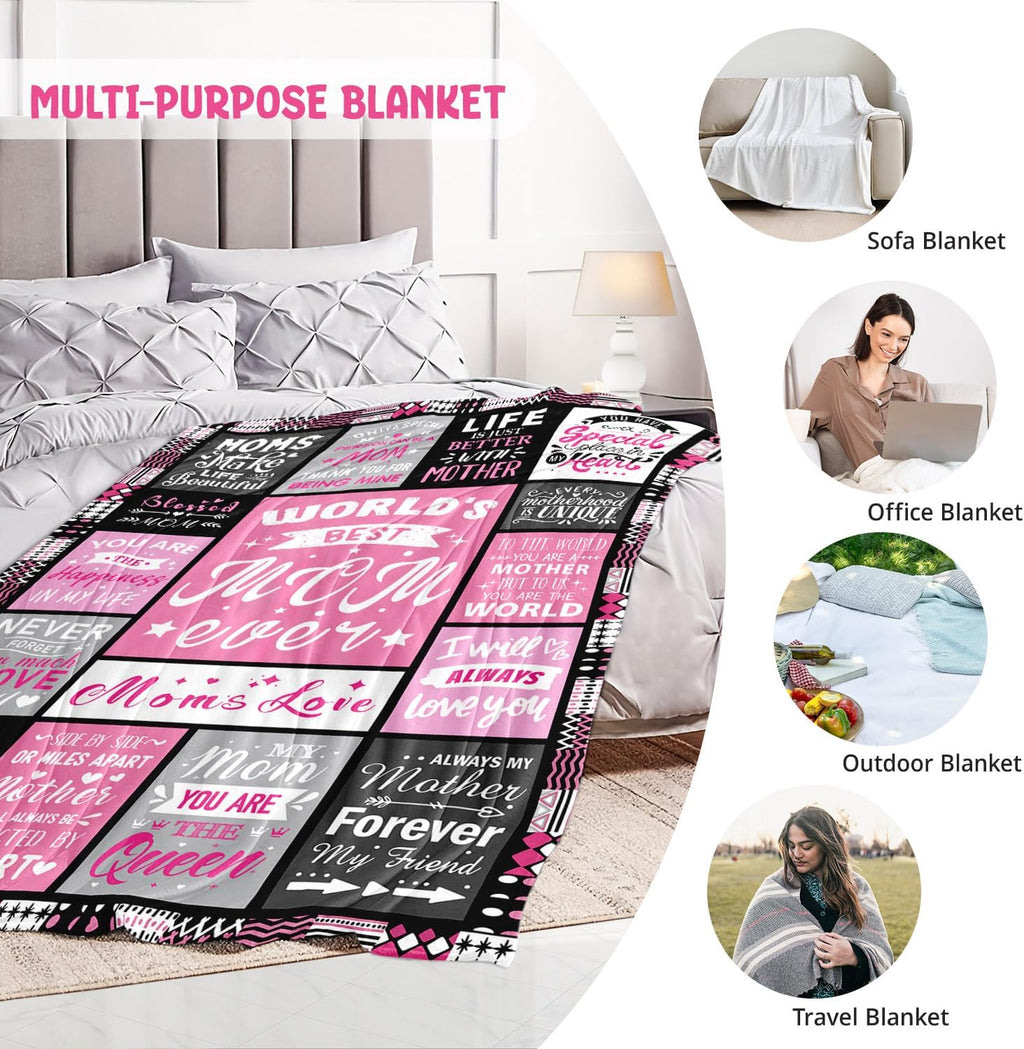 Mom Birthday Gifts from Daughter, Best Mom Ever Blanket 60"x80" | Soft Cozy Keepsake for Christmas, Valentine's Day, Mother's Day and More