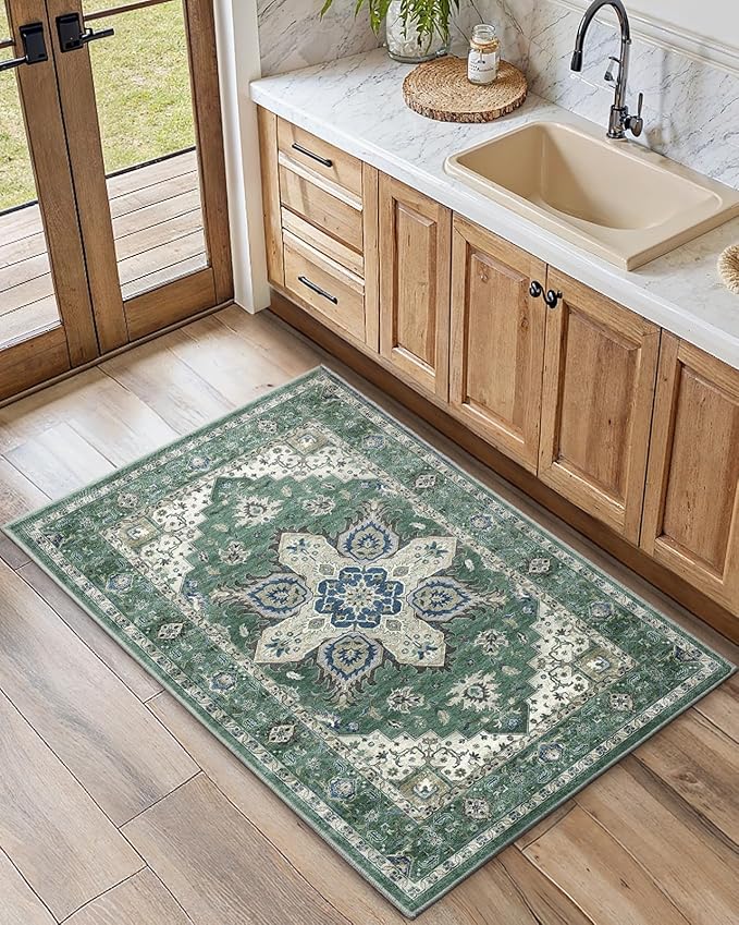 AMADA HOMEFURNISHING 2x3 Washable Area Rug, Low-Profile Entryway Rug - Image 2