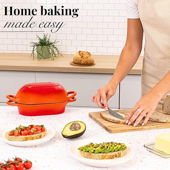 Dutch Oven For Sourdough Bread Baking – Enamelled Cast Iron Bread Loaf Pot –