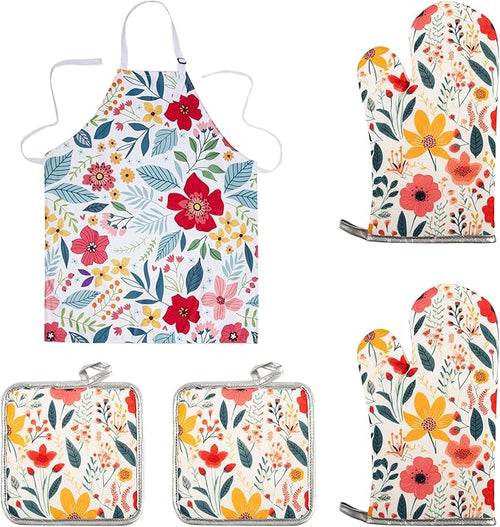 5 Pcs Kitchen Stuff Accessories, Kitchen Oven Mitts and Pot Holders Sets by Qchengsan