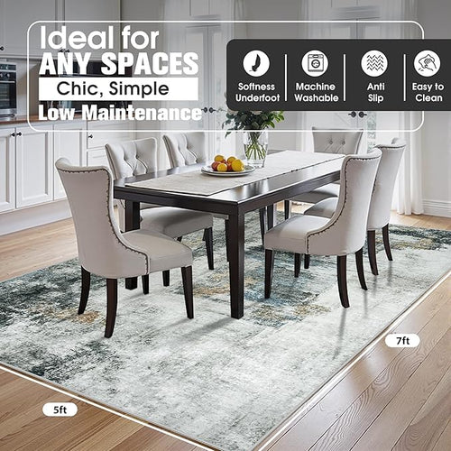 5x7 Area Rugs for Living Room Rug Washable: Abstract Rug for Dining Room - Image 2