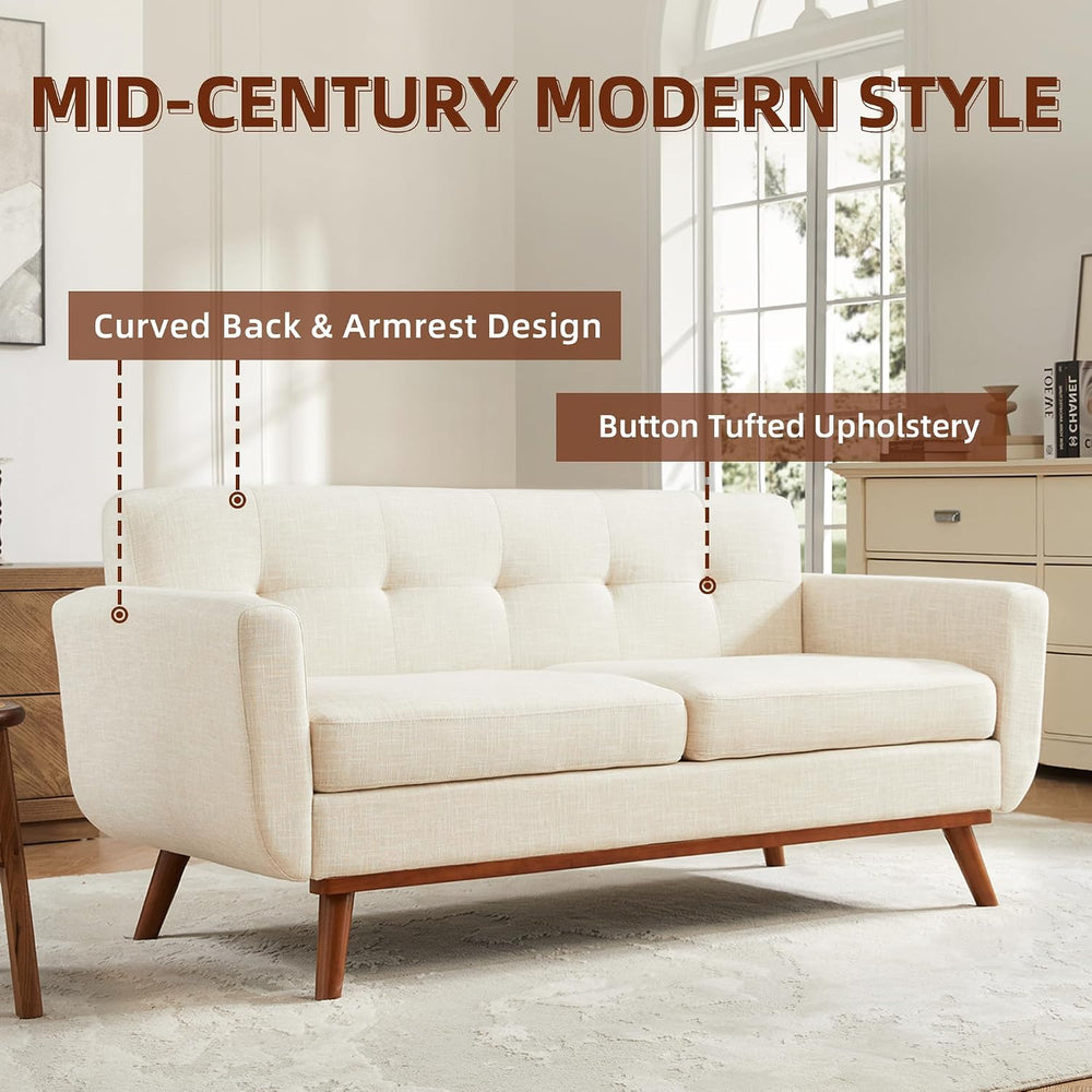 Kingfun 65.2" W Loveseat Sofa, Mid Century Modern Decor Love Seat Couche...