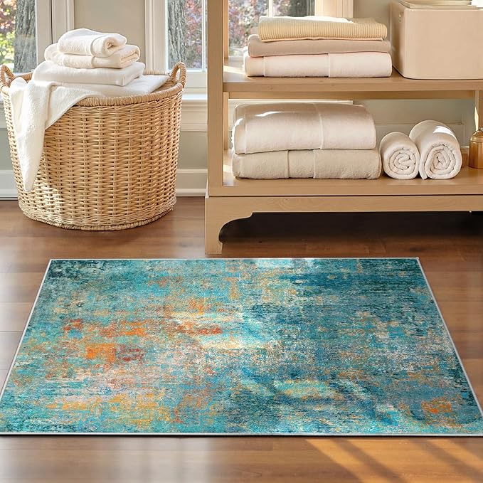 Washable Area Rugs 2'x3' Non-Slip Modern Abstract Soft - Image 3