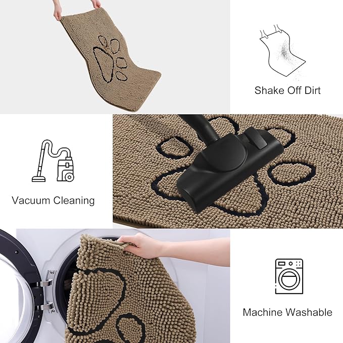 Smiry Dog Door Mat for Muddy Paws, Absorbent Dirt Trapper Non Slip Quick Dry - Image 6