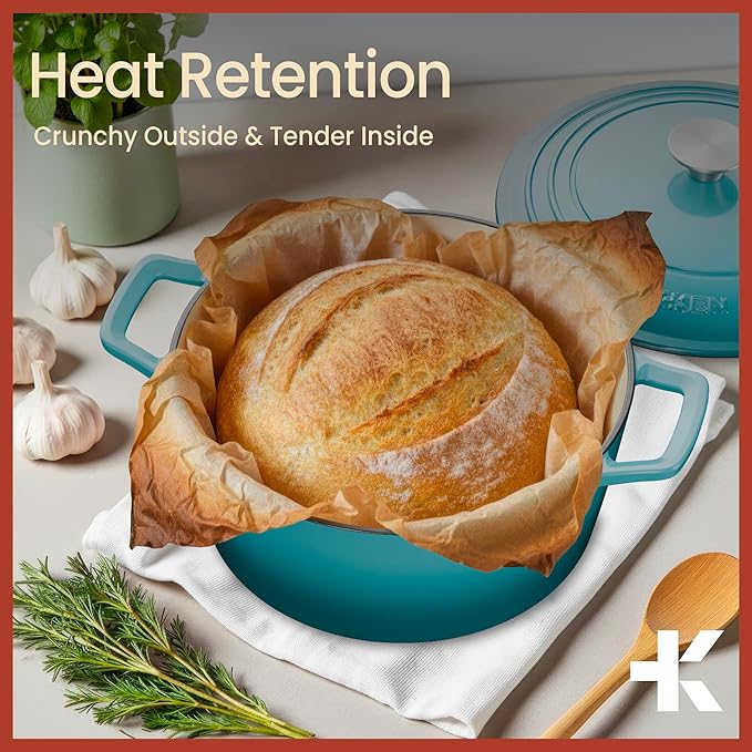 Bakken Enameled Cast Iron Dutch Oven Pot, 6QT Dutch Oven