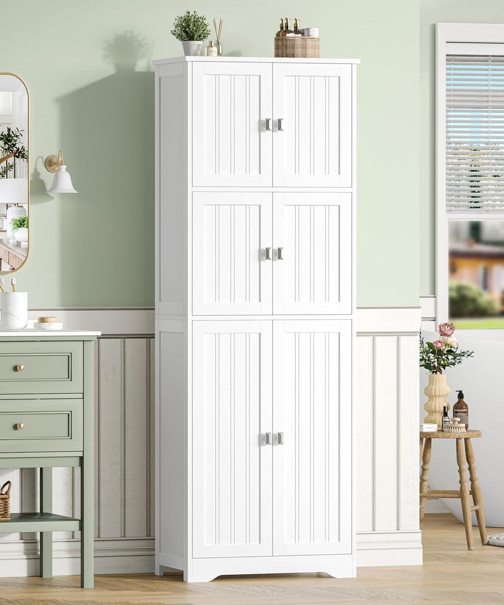 Tall Bathroom Storage Cabinet, 63" H Linen Floor Cabinet | Pantry Storag...