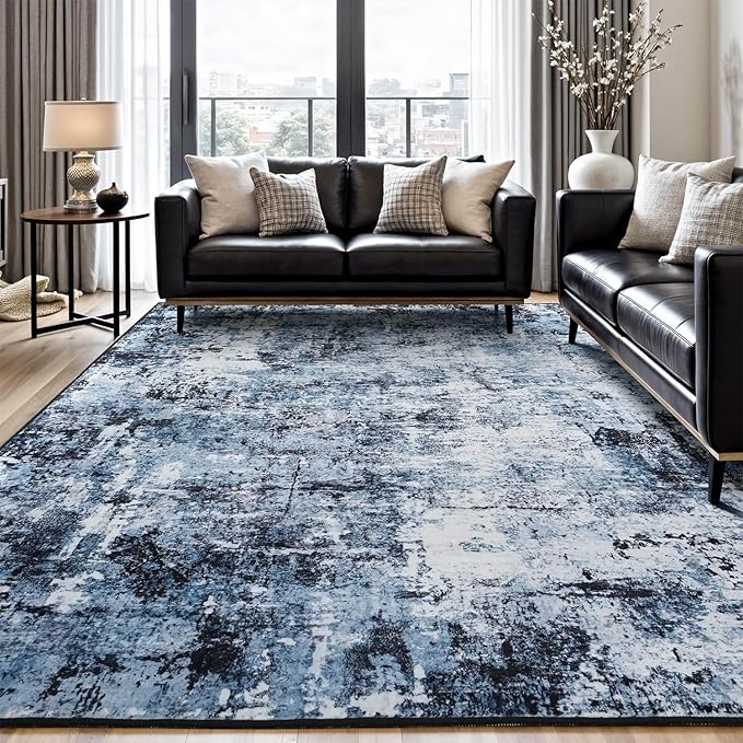 Rugflix 8x10 Area Rugs for Living Room, Washable Large Rug Stain-Resistant Low by RugflixAreaRugs