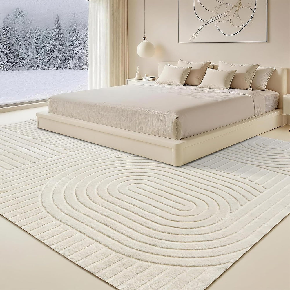 Beige Solid Area Rug 10x14 Large Washable Soft Rugs for Living Room