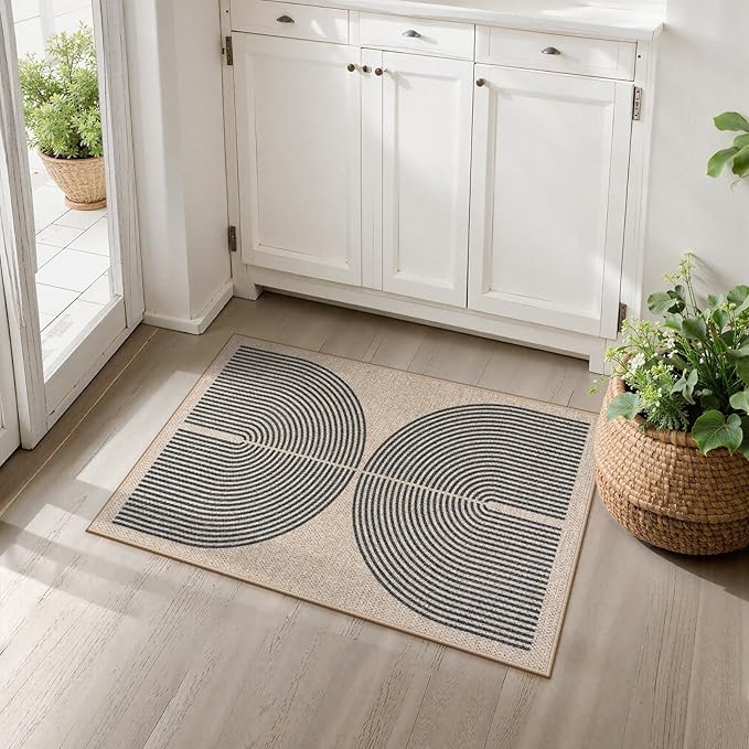 Lahome Enfys Rainbow Easy Jute Rug, Farmhouse Nature Washable Non Shedding Low - Image 6