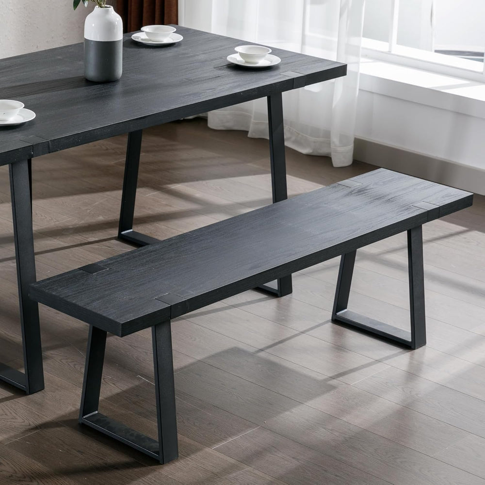 Wooden Dining Bench 60” Industrial Table Benches, Seating Chair Rustic Indoor...