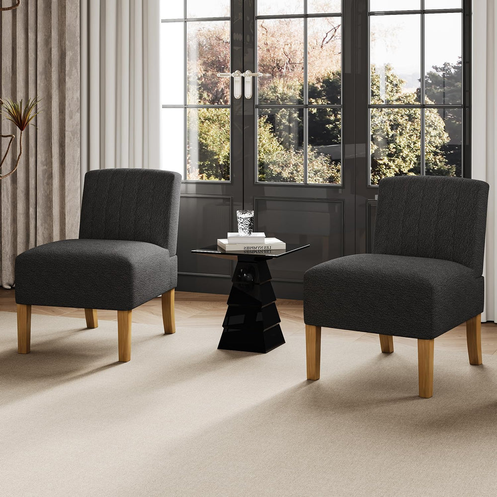 VIRRMO Armless Accent Chairs Set of 2 for Living Room, Modern Slipper Chair L...