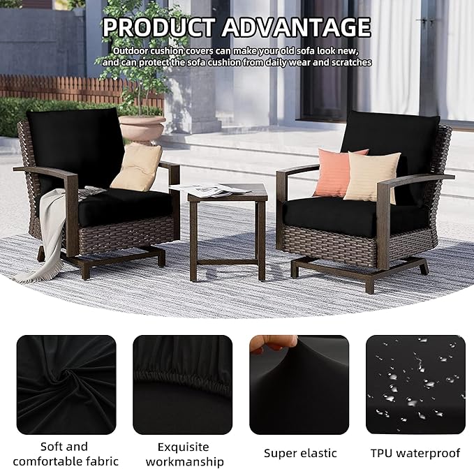 14Pcs Outdoor Cushion Covers, Patio Cushion Covers, Stretch Elastic Slipcovers - Image 3