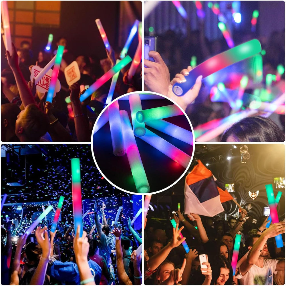 SHQDD 210 PCS Foam Glow Sticks with 3 Modes Colorful Flashing, Glow in Dark P...