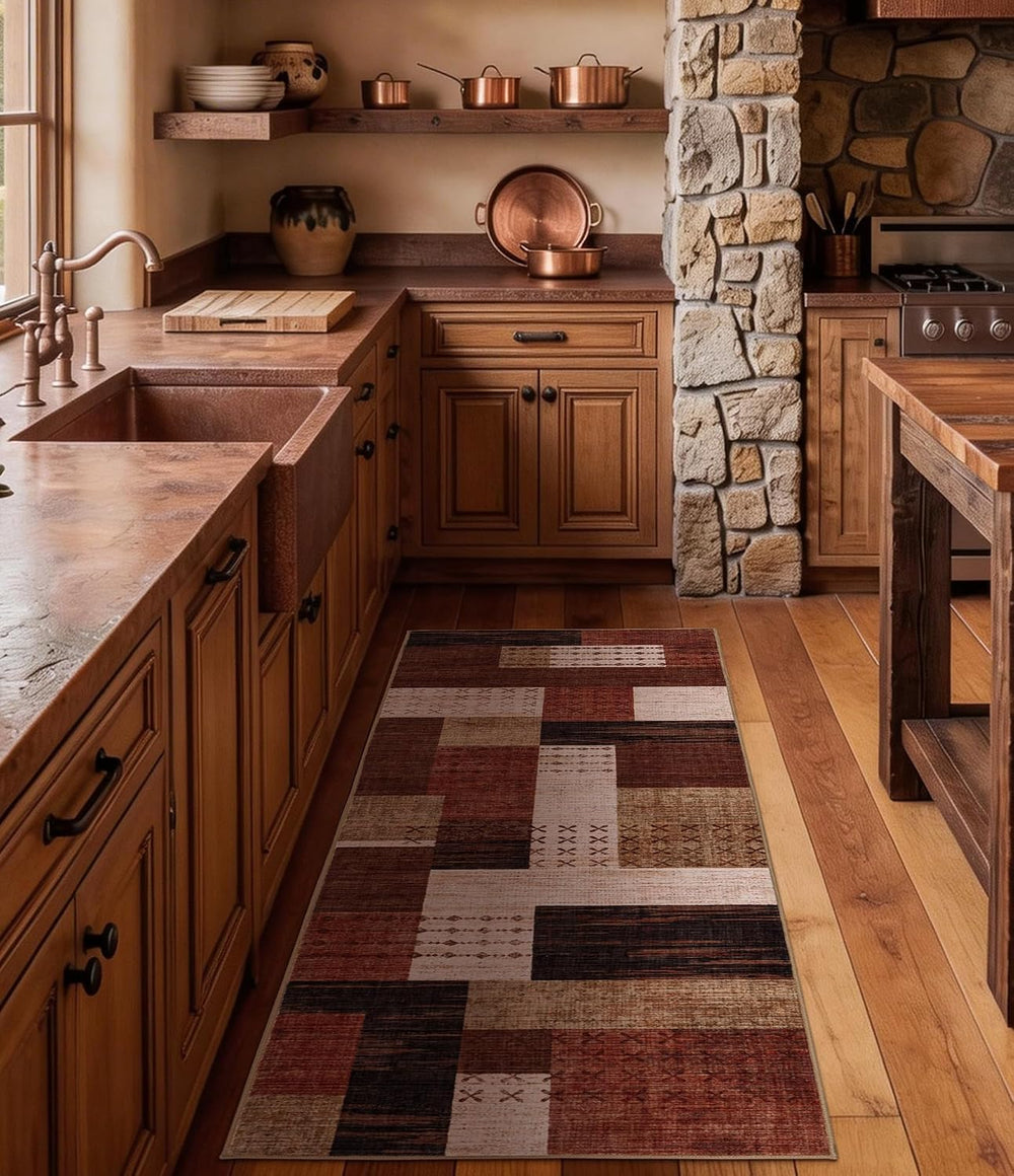 YIHOUSE 2x6 Kitchen Runner Rug Non Slip Washable, Geometric Patchwork Rug Run...