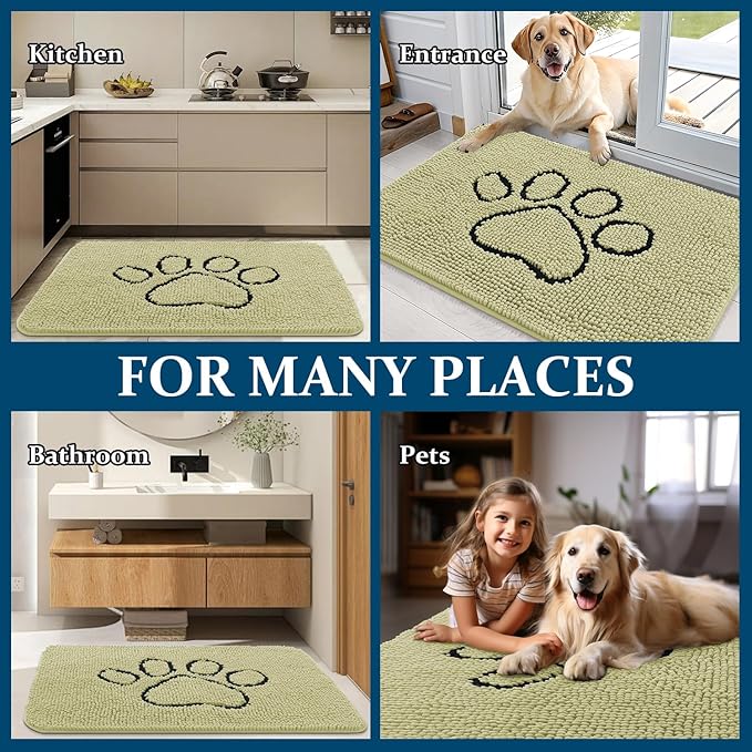 OLANLY Dog Door Mat for Muddy Paws 48x30, Paw Print Design, Absorbs Moisture - Image 8