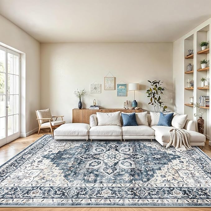 AMADA HOMEFURNISHING 10x14 Washable Area Rug, Low-Profile Large Area Rug - Image 7