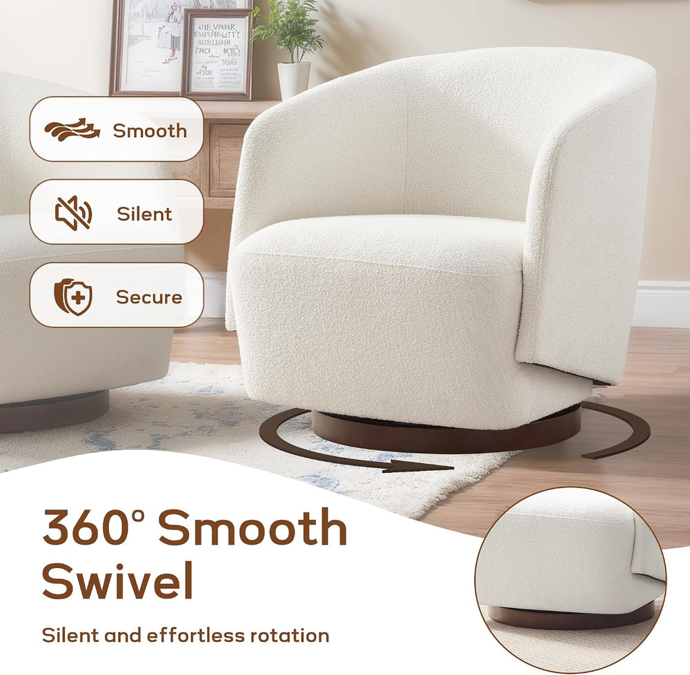 Zihanhome Boucle Swivel Accent Chair, No Assembly Upholstered Armchair