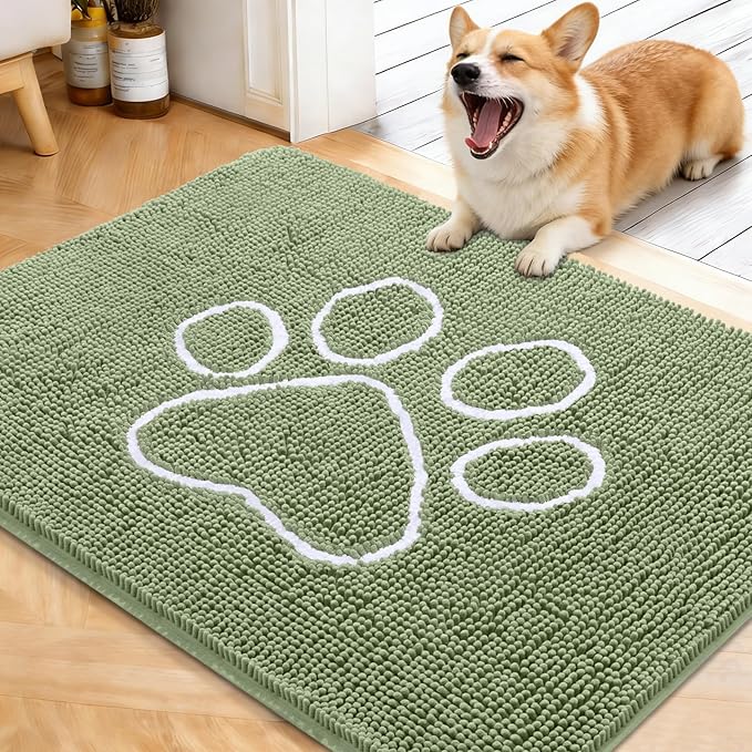 OLANLY Dog Door Mat for Muddy Paws 40x32, Paw Print Design, Absorbs Moisture by OLANLY
