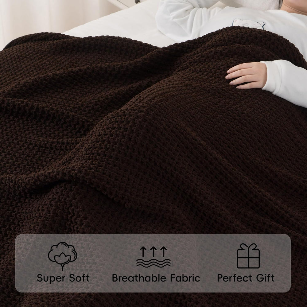 Brown Throw Blanket for Couch, Soft Chenille Knit Throw Blanket 60x80in
