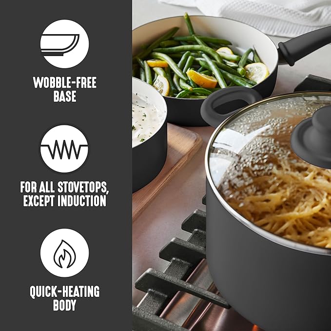 GreenLife 8 Piece Nonstick Cookware Set, Non-Toxic PFAS-Free Ceramic Pots & Pans - Image 4