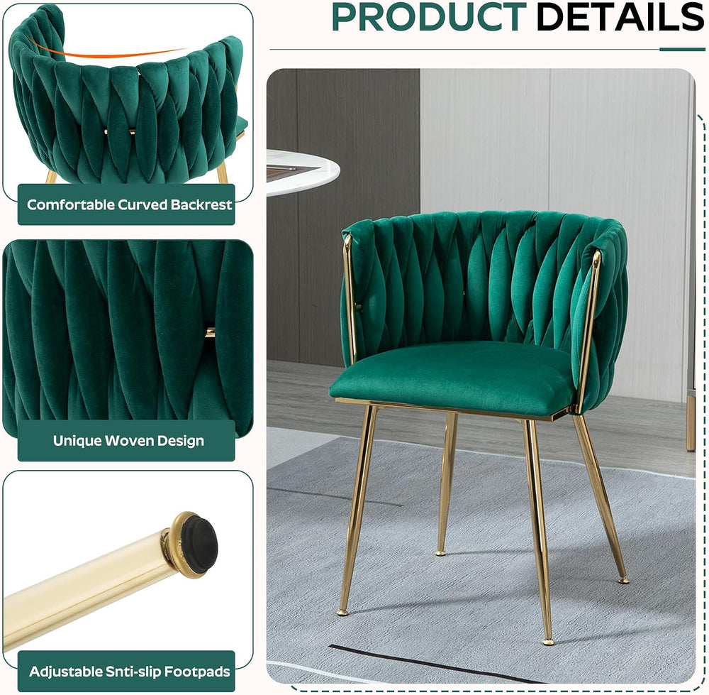 Baysitone 63" Modern Glass Dining Table with 4 Green Velvet Dining Chair...