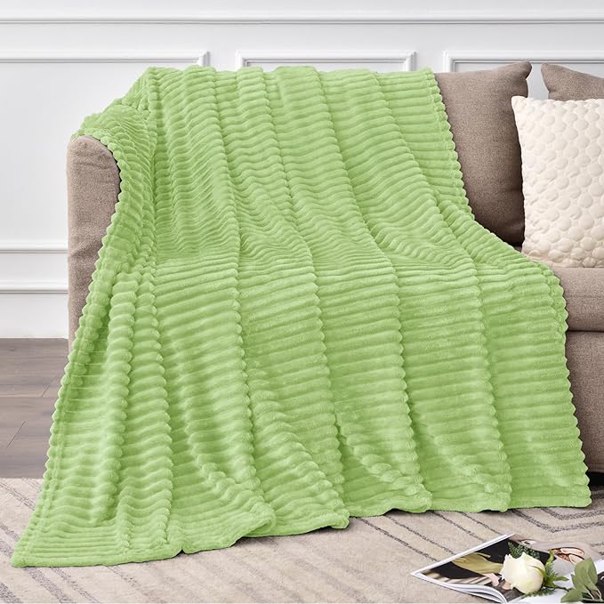 BEDELITE Fleece Blanket Twin Size – 3D Ribbed Jacquard Soft and Warm Decorative - Image 2