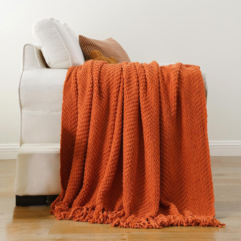 Battilo Burnt Orange Throw Blanket for Couch, Fall Throw Blanket, 50"x60...