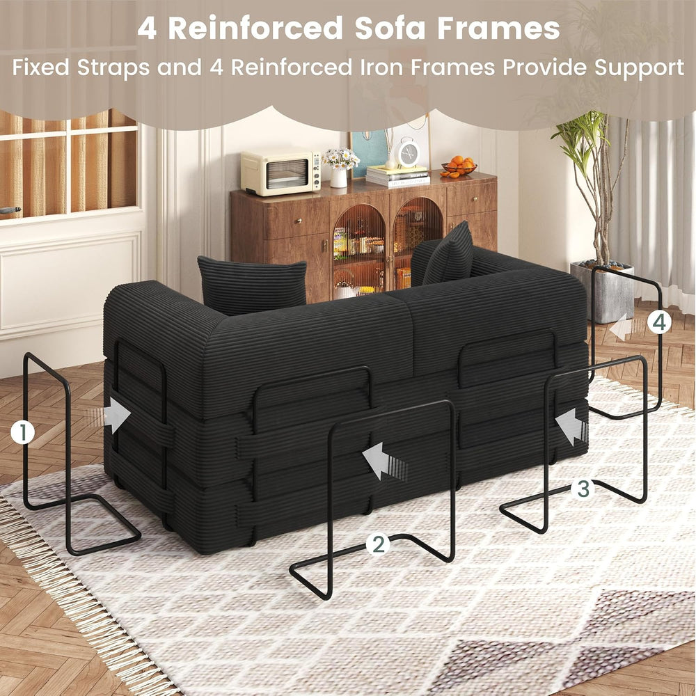 80" Convertible Sofa Bed, 5 in 1 Modular Boneless Couch Sleeper Sofa Bed...