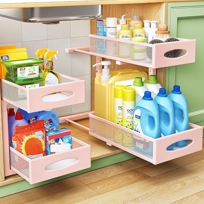 Under Sink Organizer, 2 Tier Pull out Cabinet Organizer Baskets by Kitstorack