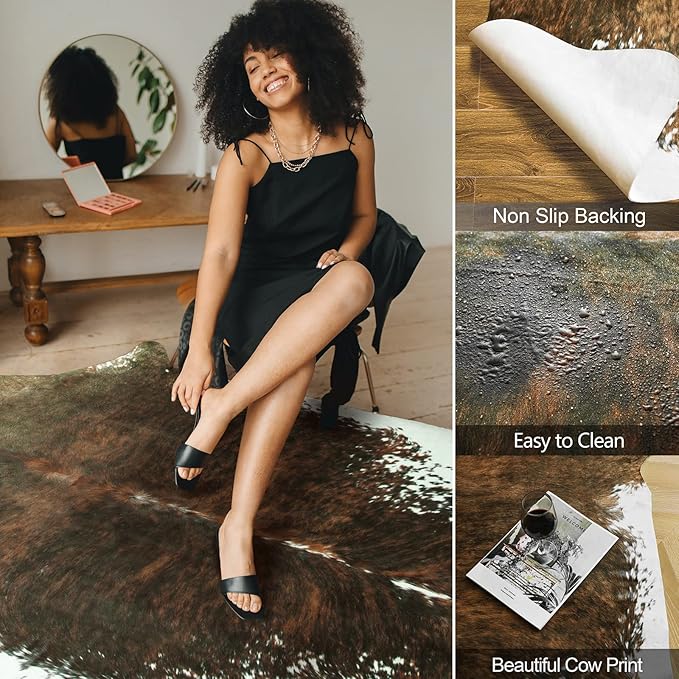AROGAN Premium Faux Cowhide Rug 2.3 x 3.6 Feet, Sturdy and Large Size Cow Print - Image 2