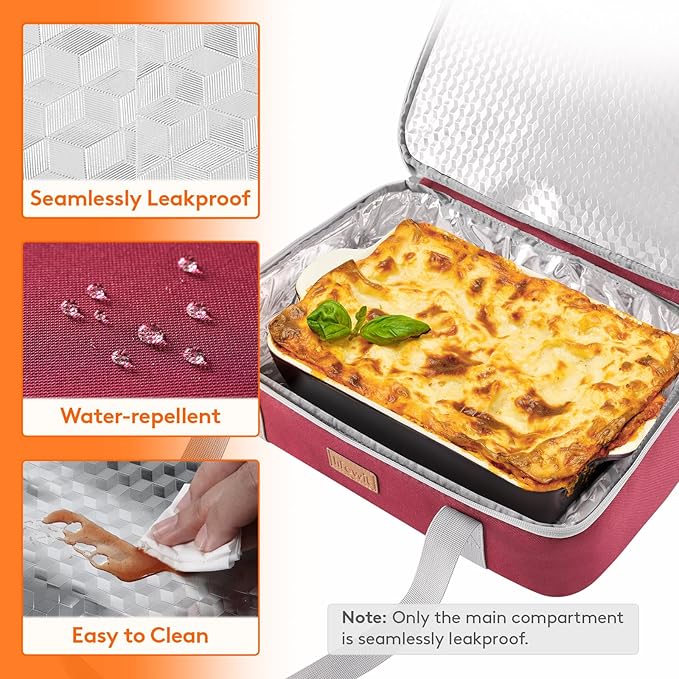 Lifewit Insulated Double Decker Casserole Carrier, Expandable Lasagna Lugger - Image 6