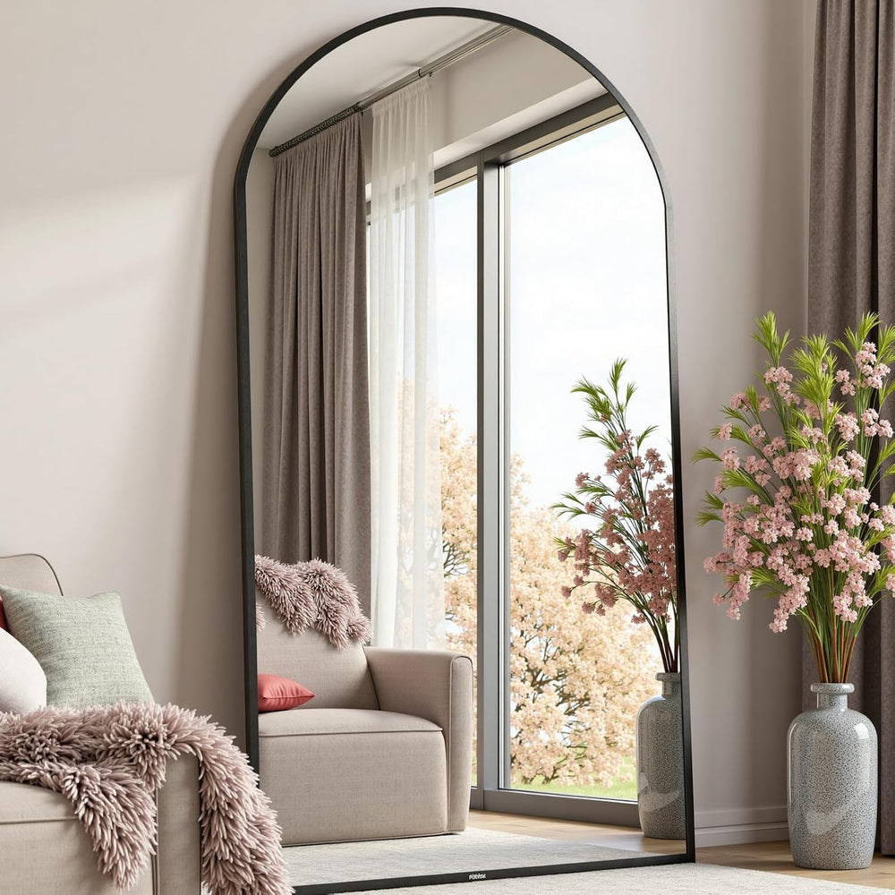 Full Length Mirror, 70"x26" Arched Full Body Mirror, Black