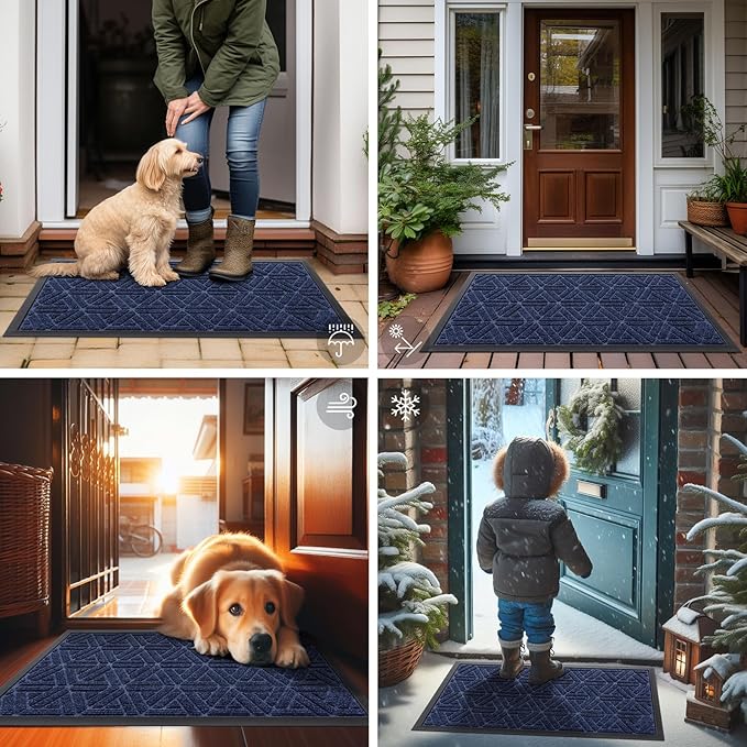 Smiry Front Door Mat Outside Entrance, Heavy Duty Sturdy Natural Rubber Doormat - Image 7