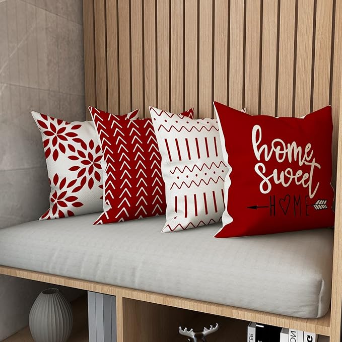 YCOLL Christmas Pillow Covers 18x18 Set of 4, Modern Sofa Throw Pillow Cover - Image 4