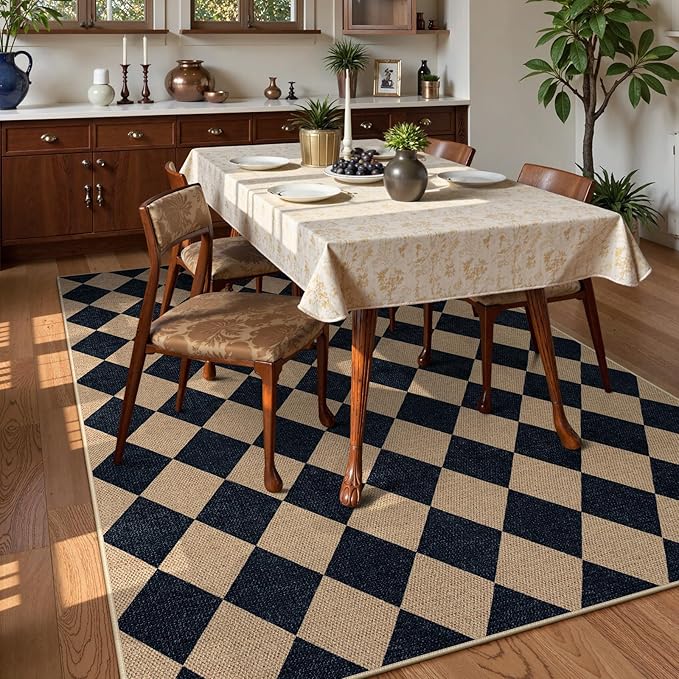 Lahome Colette Checkered Easy Jute Patio Rug, 6x9 Washable Indoor Outdoor Rug - Image 6