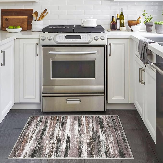 Lansny Modern Abstract Entryway Rug Indoor 2x3 Washable Rug Non-Slip Soft Small - Image 2