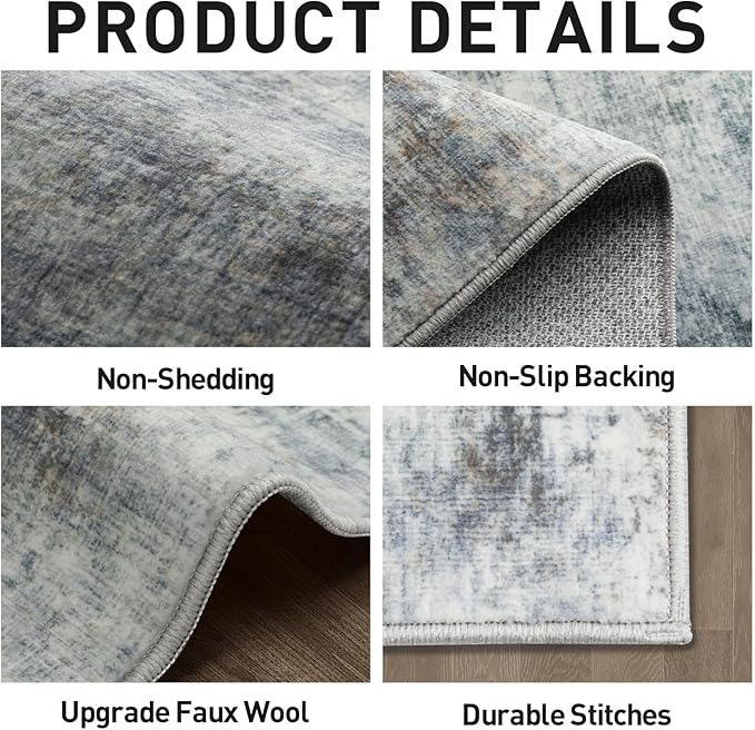 2'6''x8' Runner Rugs Washable Rug: Modern Abstract Hallway Runner Rug Indoor - Image 5
