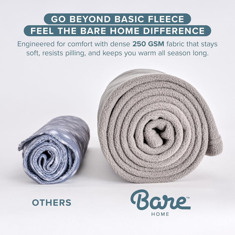 Bare Home Polar Fleece Blanket (Full/Queen, Grey)