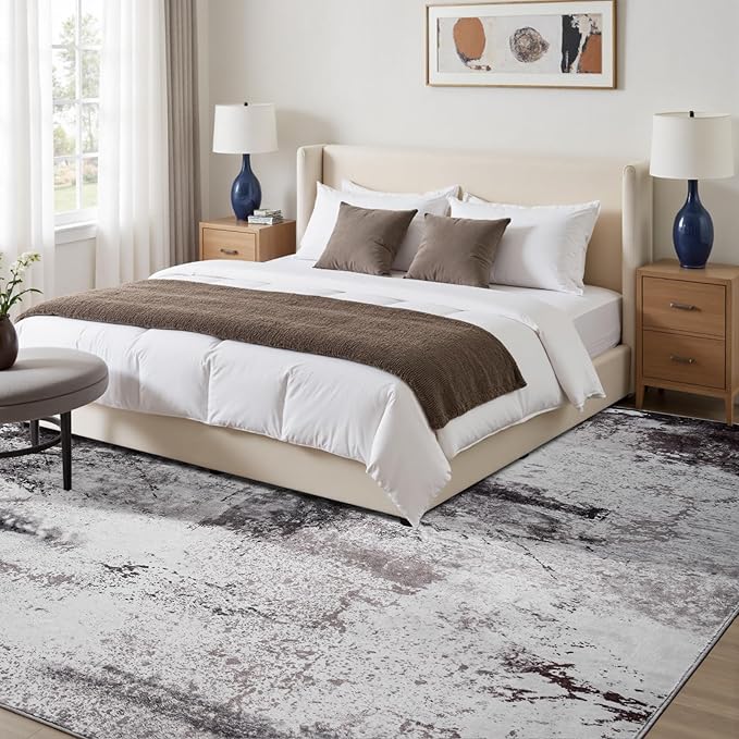 Toneed Abstract Area Rug Modern Washable Rug Soft Non Slip Rug Low Pile - Image 4