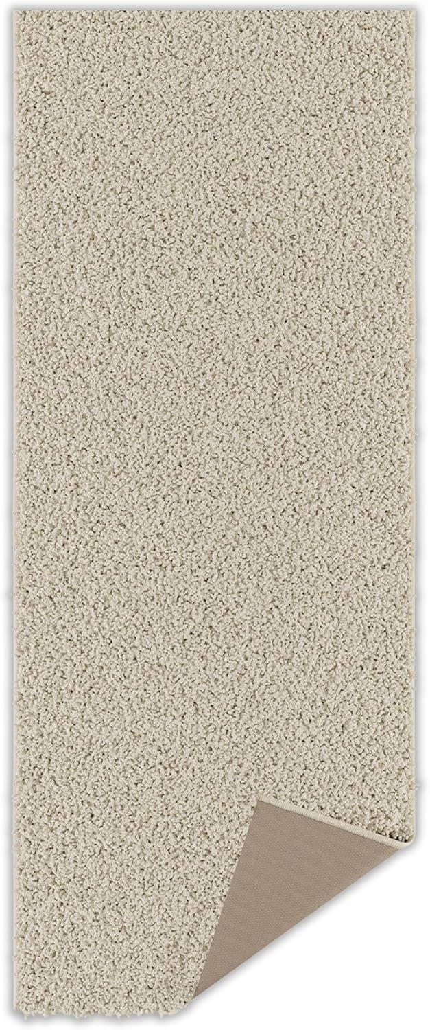 Ottomanson 2' x 6' Shaggy Runner Rug - Plush & Cozy Non-Slip Carpet for Bedroom, Living Room, Bathroom & Entryway - Durable & High-Traffic Friendly for Hallways & Dorms, Cream